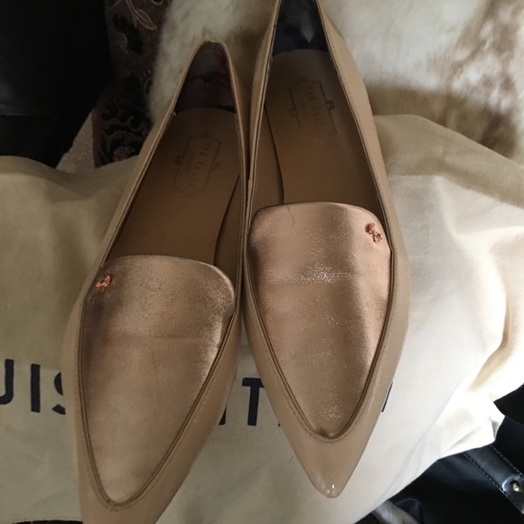DESIGNER TED BAKER EXCLUSIVES SZ10 GOLD & CREAM - Picture 2 of 8